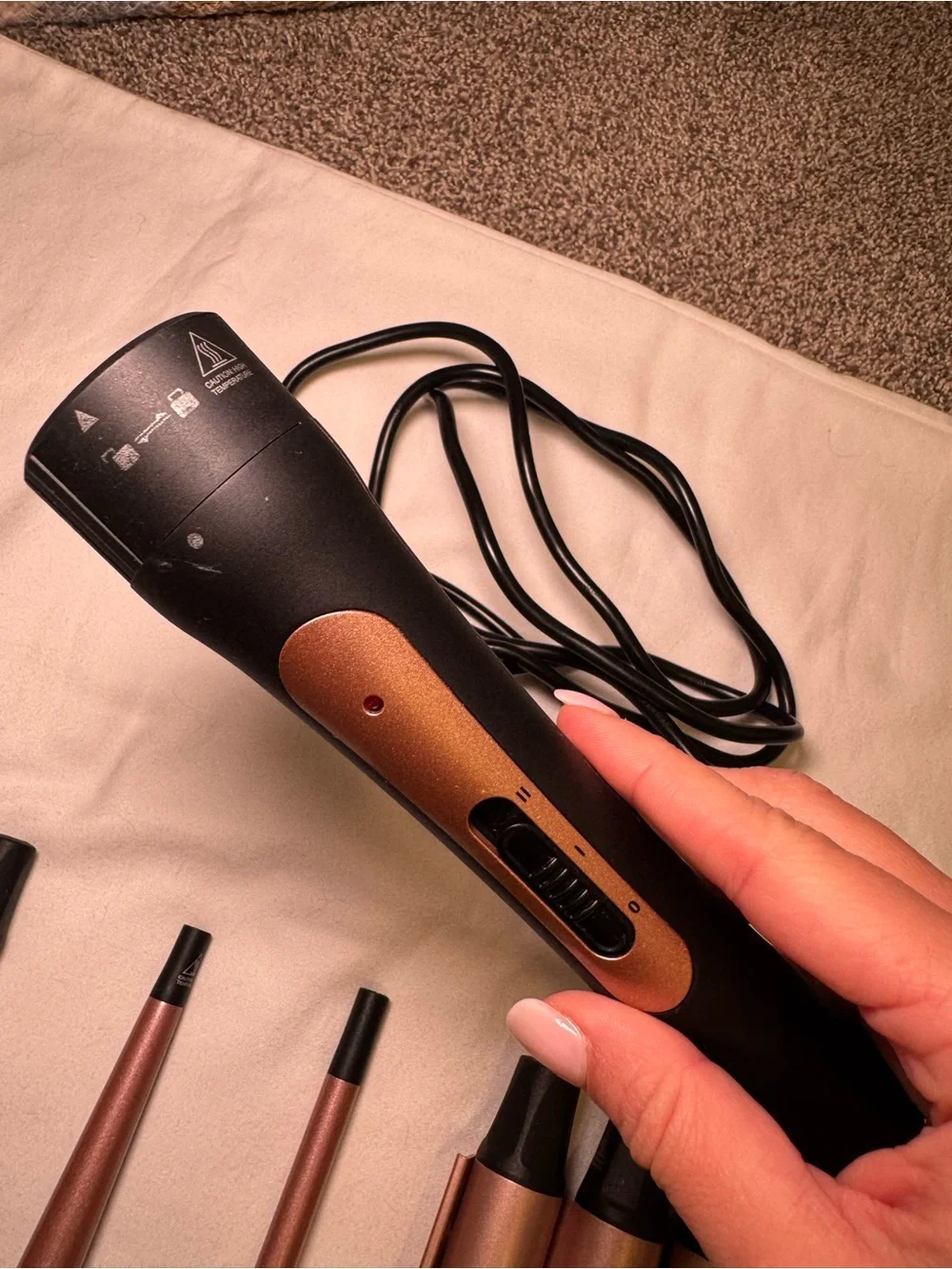 Multi-Piece Rose Gold Hair Styling Set with Interchangeable Barrels